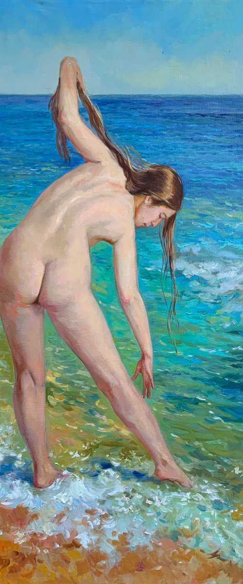 Nude on the beach by Eduard Panov