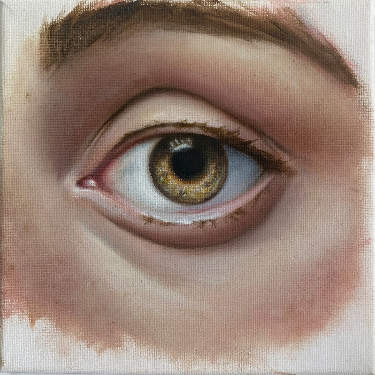 Portrait Oil Painting By Mullo Art, 8 X 8", Eye Study 02, Original Artwork