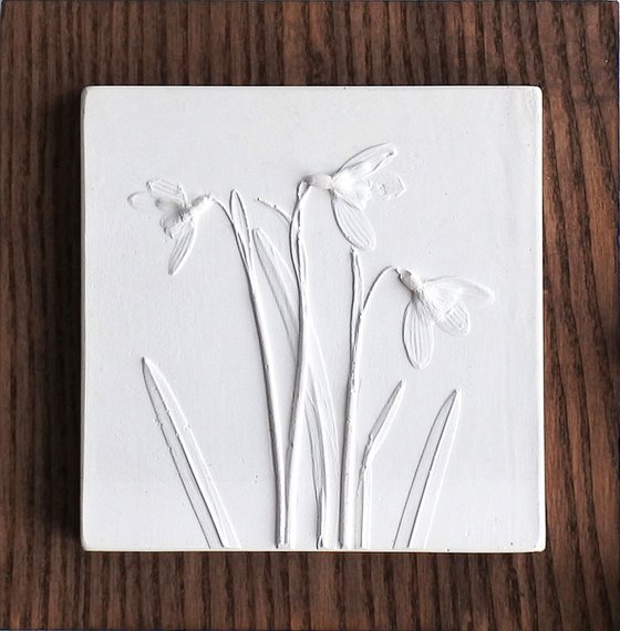 Snowdrops No.1 on dark stained Ash