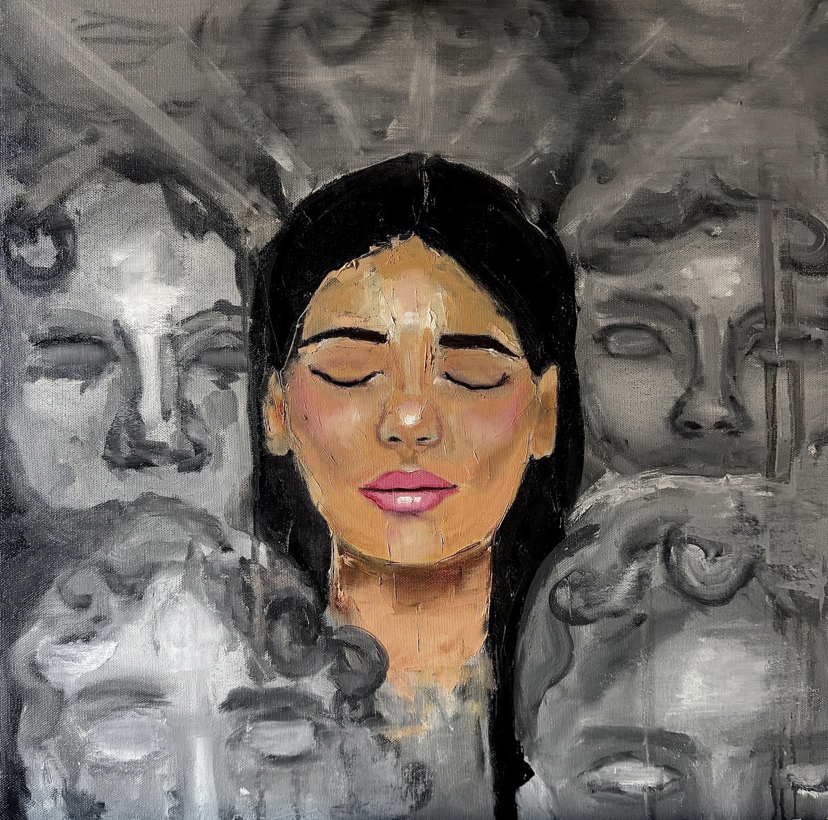 Expressive Oil Painting , Eyes Wide Shut By Lina Redford, 20 X 20, Artwork For Sale On Artfinder