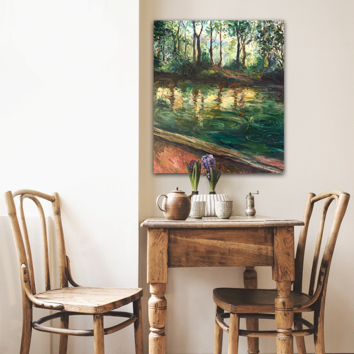 Impressionistic Botanical Oil Painting By Liubou Sas, 24 X 28", May Rain, Original Artwork