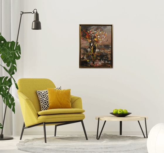 Abstract framed still life stunning colors combination about eternity and perenity by O KLOSKA