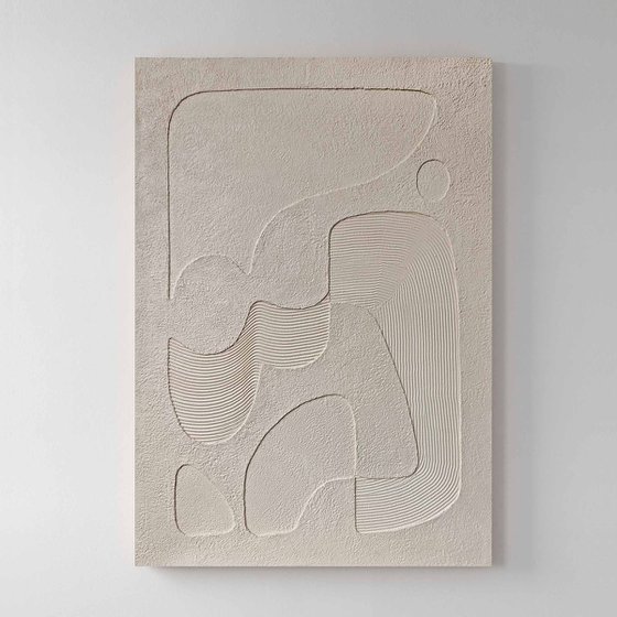 "Bay 4" Beige textured abstract art