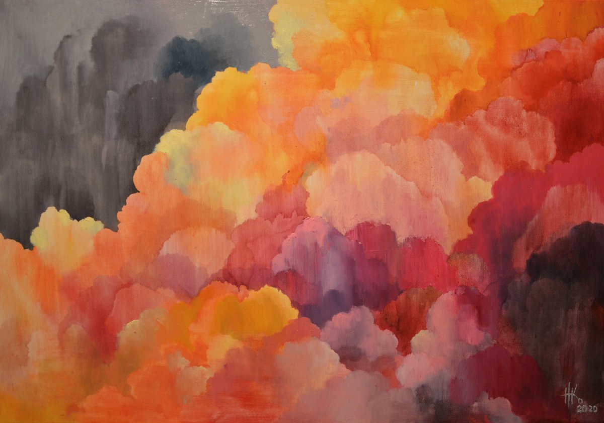 Expressive Landscape Painting By Zhanna Kondratenko, 39 X 28", Effusion, Original Artwork