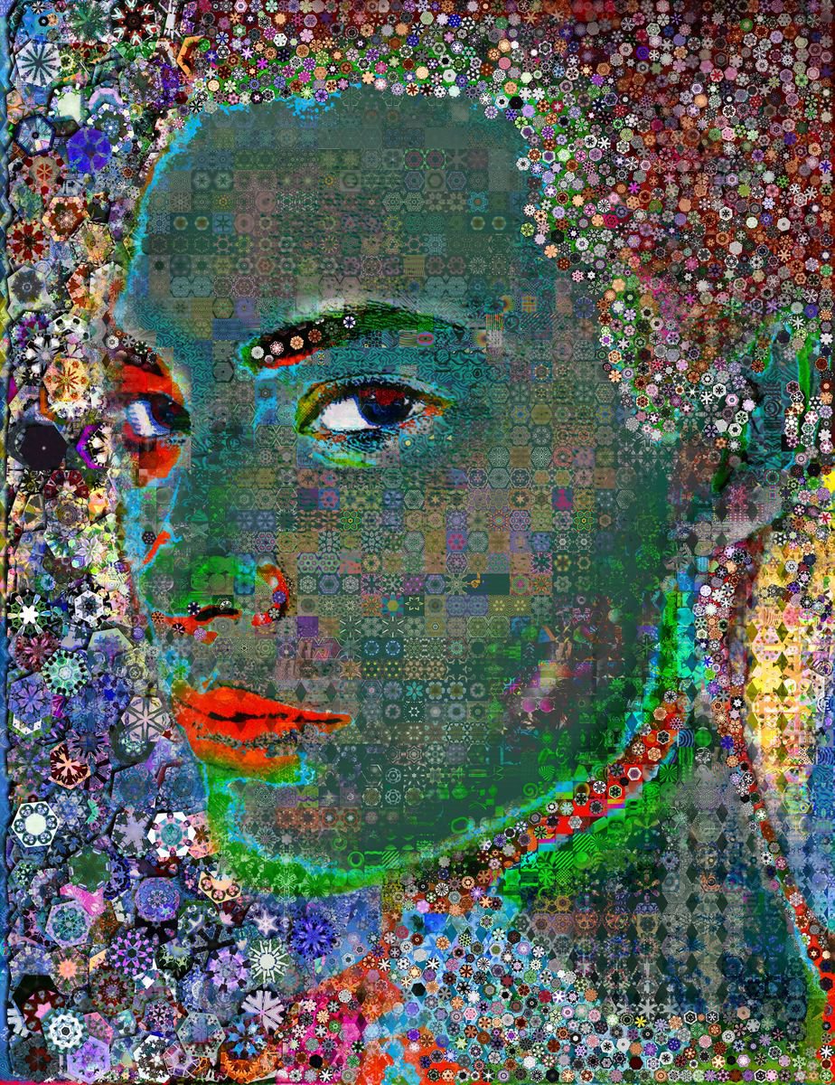 Portrait Collage By John Lijo Bluefish, 44 X 58, Sweet Dreams, Original Artwork