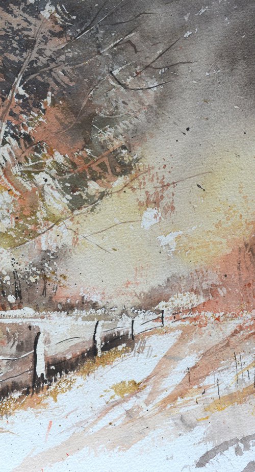 Autumnal path  watercolour by Pol Henry Ledent