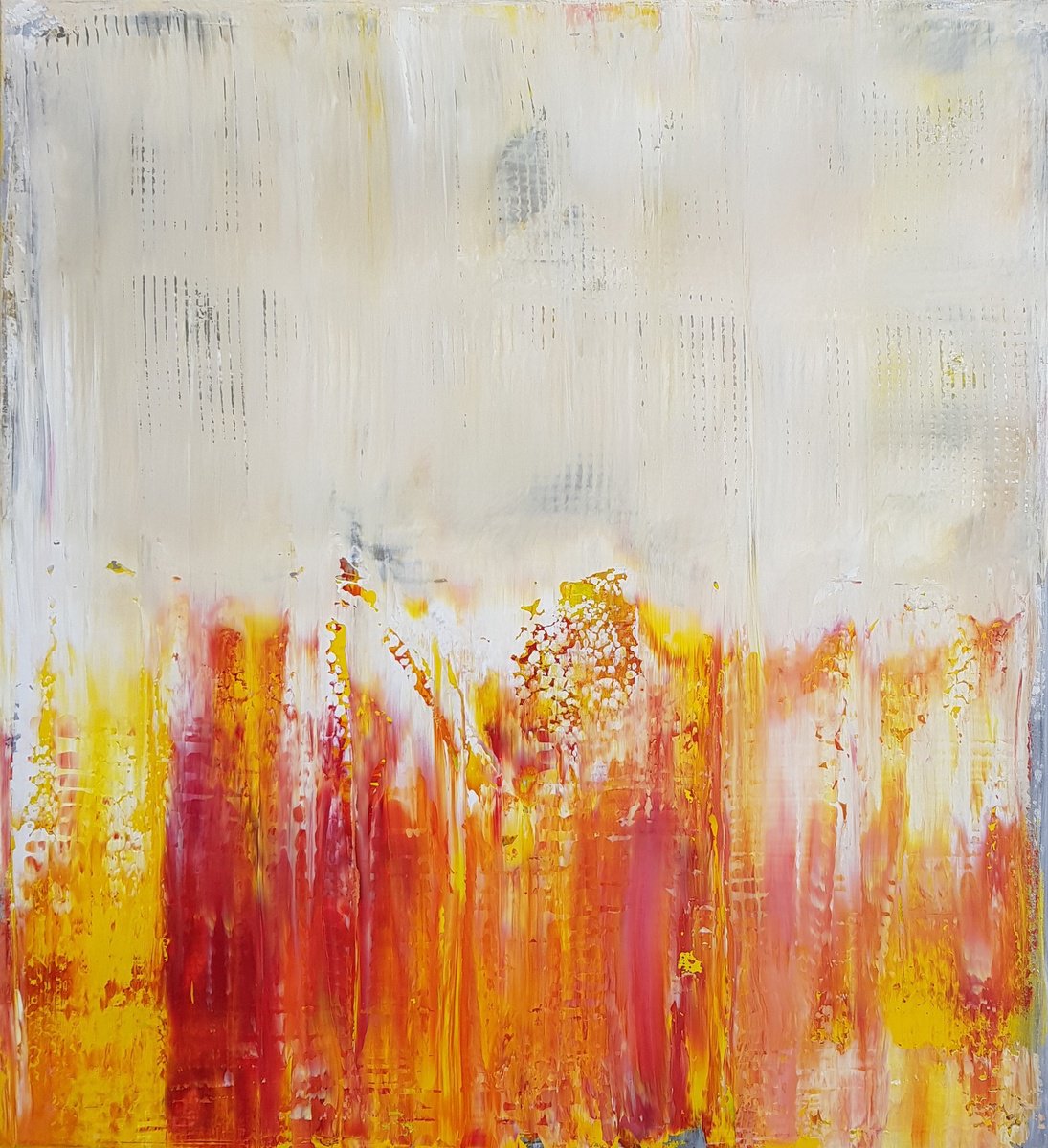 Abstract Acrylic Painting By Ivana Olbricht, 39 X 43, Eternal Fire, Original Artwork