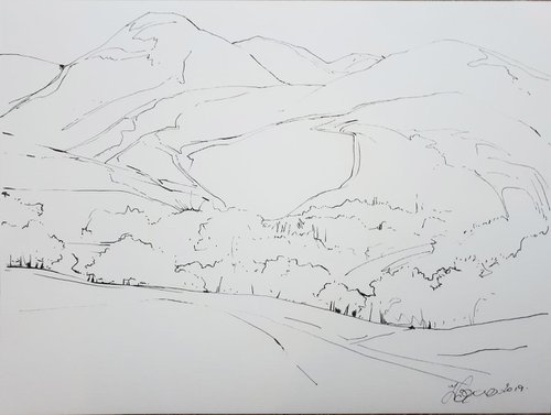 BUTTERMERE DRAWING 4 by Frank Barnes