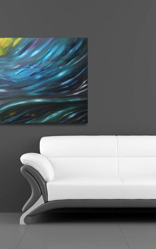 Nocturnal - 120x60 cm,  LARGE XXL, Original abstract painting, oil on canvas by Davide De Palma