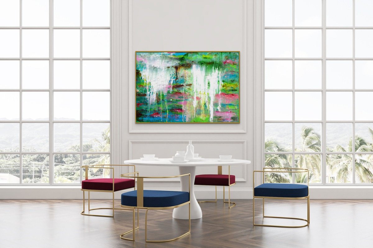 Abstract Painting By Elide Pizzini, 39 X 28, Weeping Willow, Original Artwork