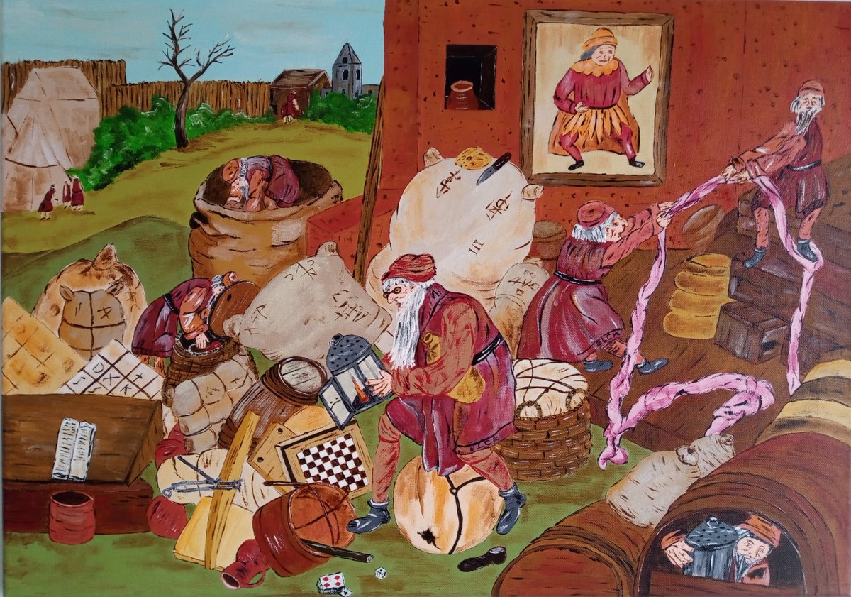 Naive Portrait Acrylic Painting By Corinne Hamer, 23 X 17, Everyman, Original Artwork