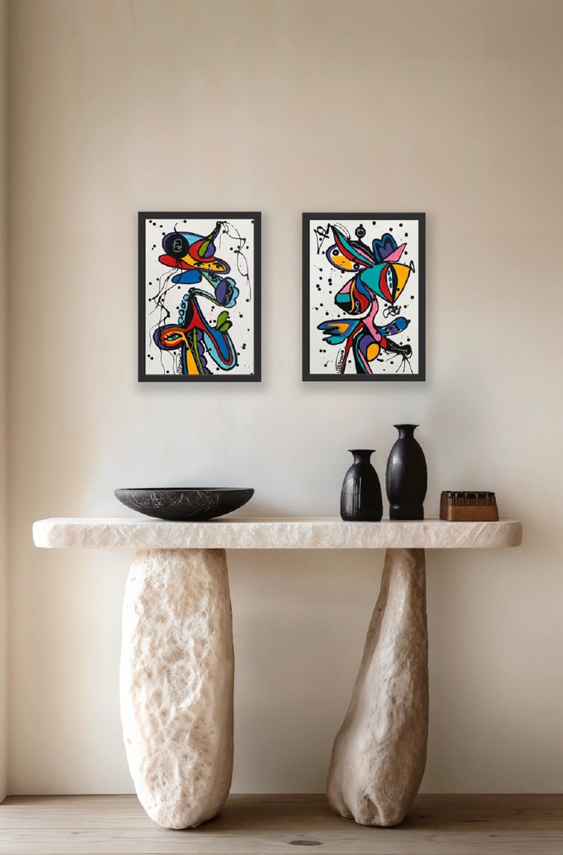 Organic Abstract Acrylic Painting By Veronica Vilsan, 24 X 17", Friends 111, Original Artwork