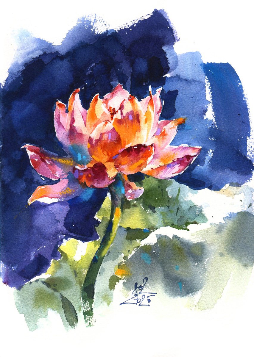 Impressionistic Botanical Watercolour By Ksenia Selianko, 8 X 12", Tropical Brightness, Original Artwork