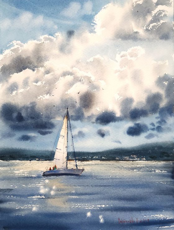 Sailboat and clouds