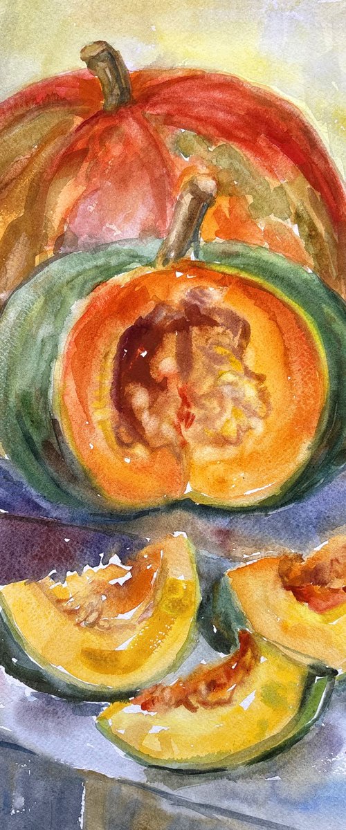 Pumpkin and slices by Elena Lykhodid