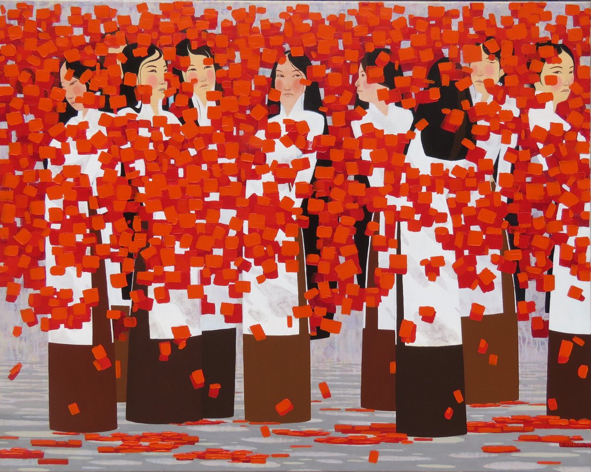 Impressionistic Print , School Girls 14 By Xuan Khanh Nguyen, 55 X 47, Artwork For Sale On Artfinder