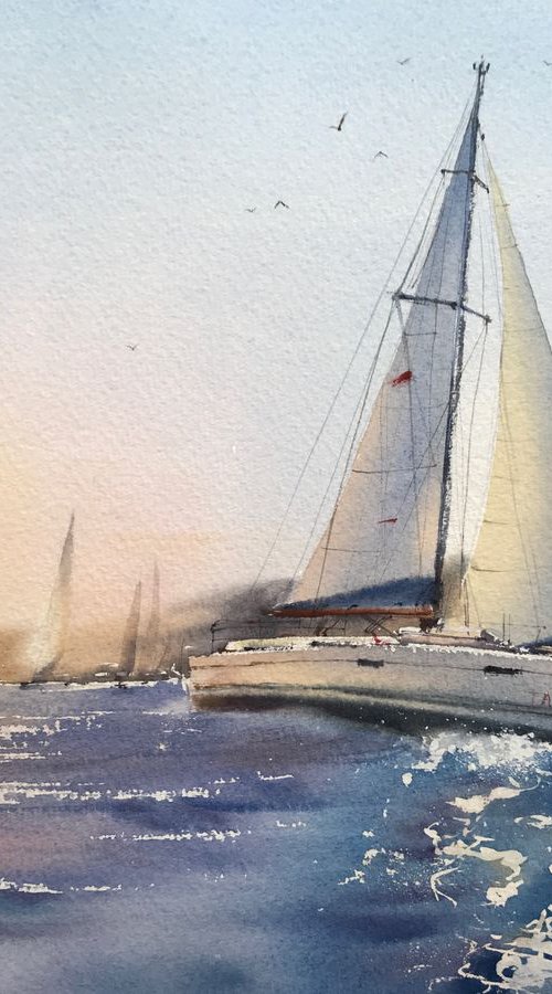 Yachts before sunset by Eugenia Gorbacheva