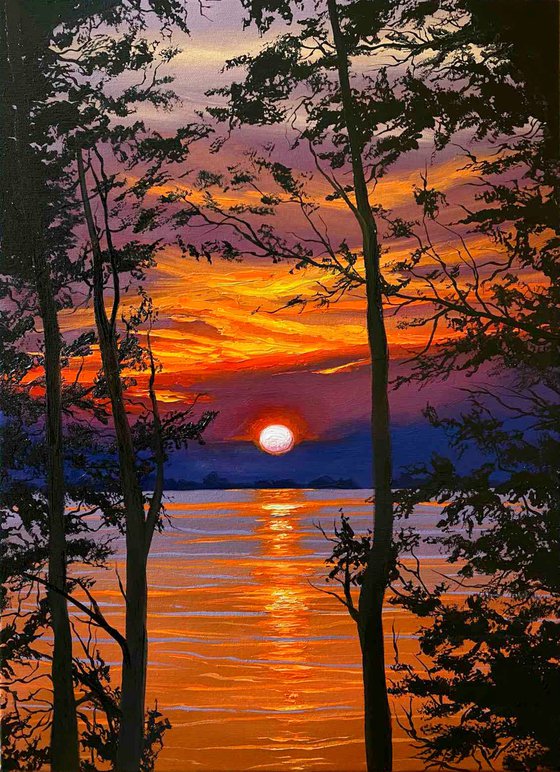 bright sunset painting