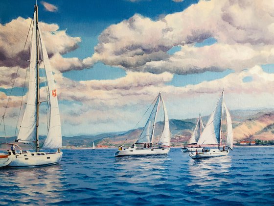 Seascape with Sailboats
