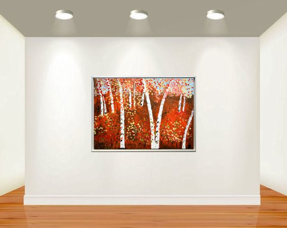 Birchwood - Abstract - Acrylic Painting - Canvas Art - Wall Art - Landscape - Framed Art - Free Shipping