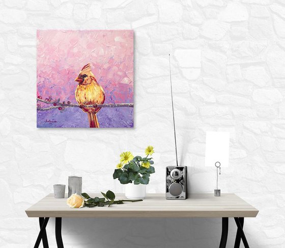 Cardinal bird - original oil painting