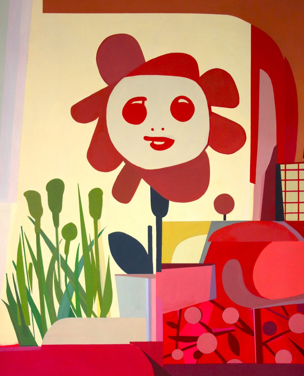 Naive Botanical Acrylic Painting By Vast Swamp, 15 X 19", June, Original Artwork