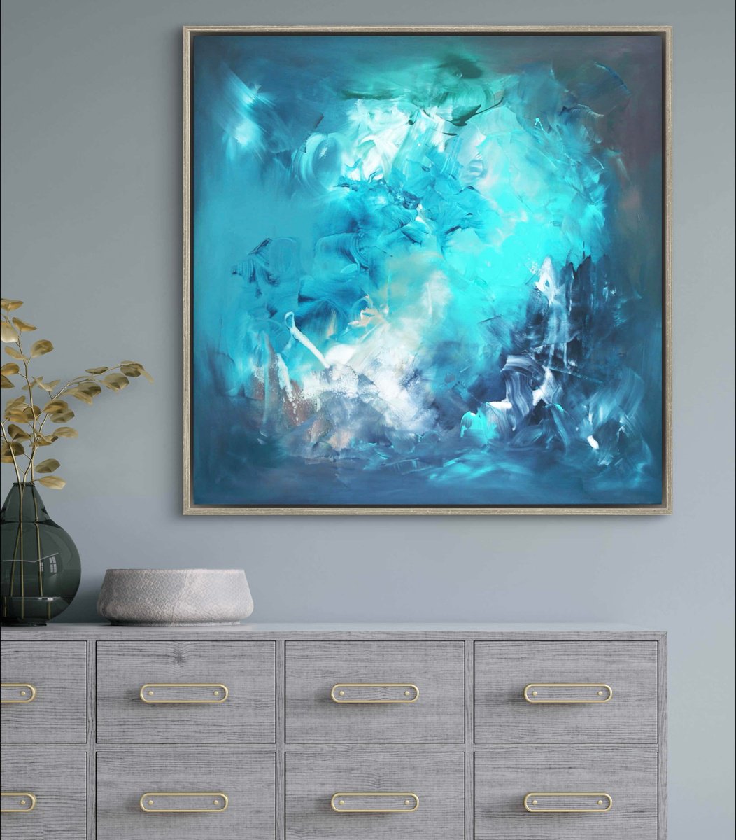 Expressive Abstract Acrylic Painting By Paresh Nrshinga Frsa, 40 X 40", Liberation, Original Artwork