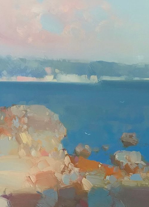 Malibu, Original oil painting, Handmade artwork, One of a kind by Vahe Yeremyan