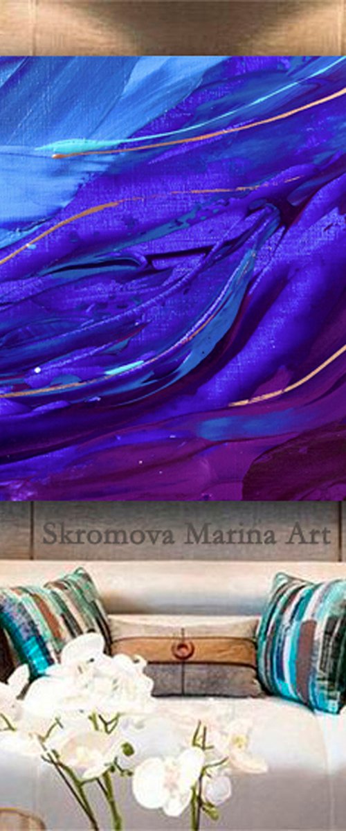 THE SECRET OF THE INDIGO SEA - Marine abstraction. Rare color. Indigo. Stylish abstract. Flicker. Depth. Cold. by Marina Skromova