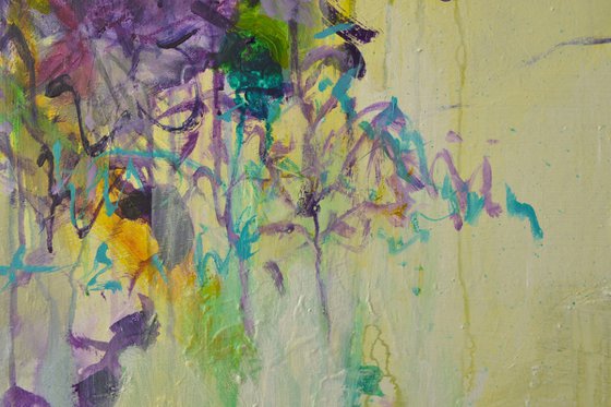 Talking it over - middle sized abstract ready to hang
