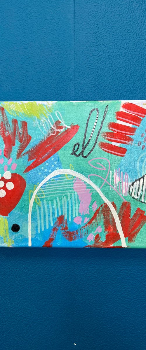 Red and teal abstract by Sasha Robinson