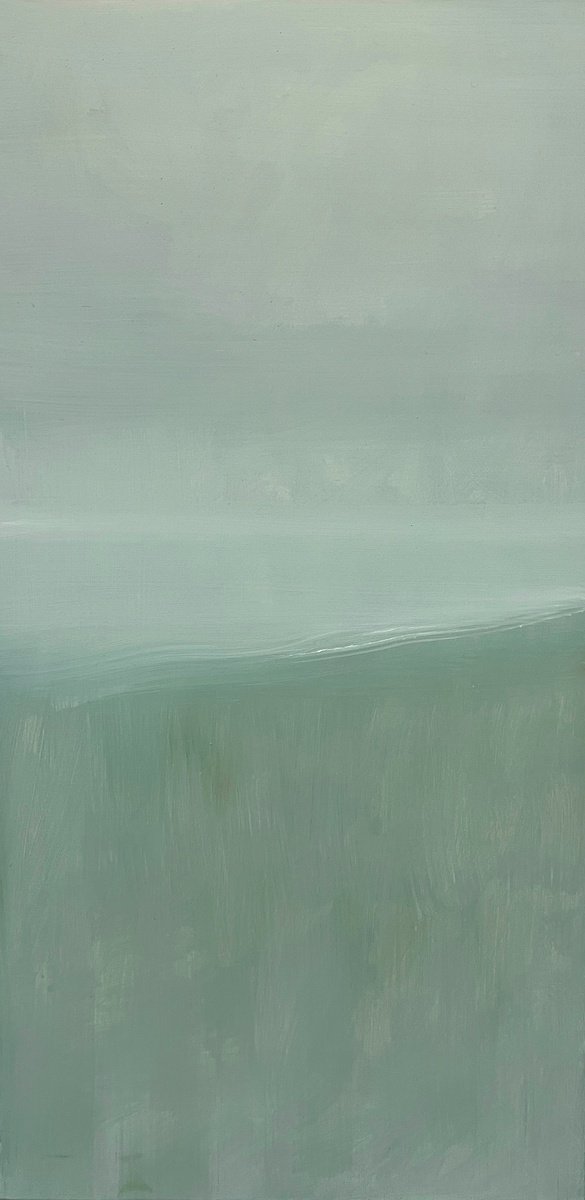 Expressive Landscape Oil Painting By Zakhar Shevchuk, 24 X 47", Mist Ii, Original Artwork