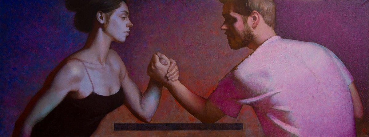 Urban And Pop Portrait Oil Painting By Igor Sventitski, 63 X 24, Family, Original Artwork