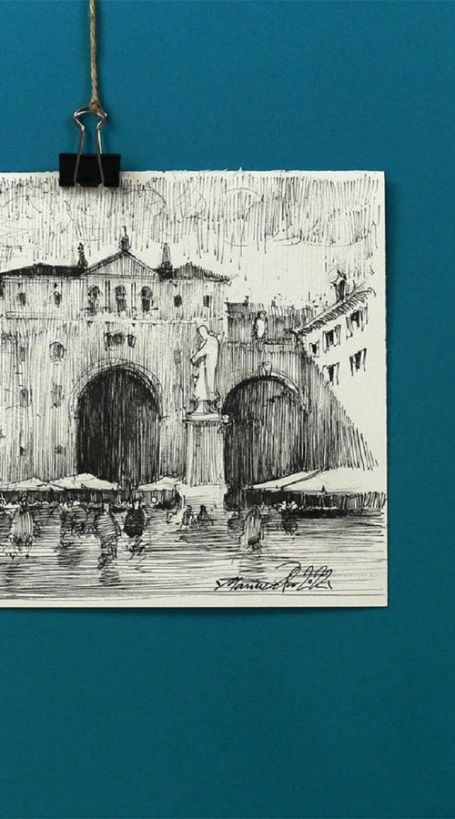 Verona, Original Ink Drawing, 2022 by Marin Victor