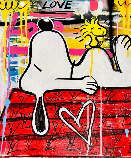 Snoopy Dream (50x100cm) Ready to hang by Mercedes Lagunas