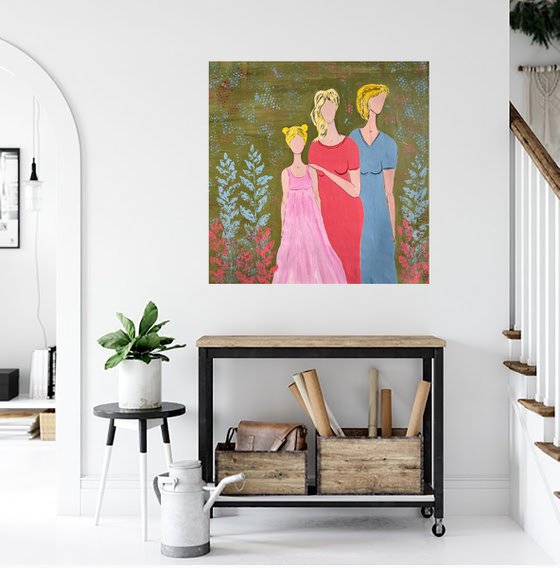 Grandmothe Mother Daughter original Painting