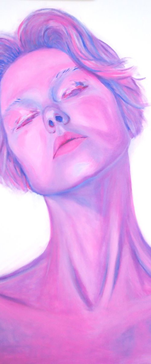 Self-portrait in pink by Van Lanigh