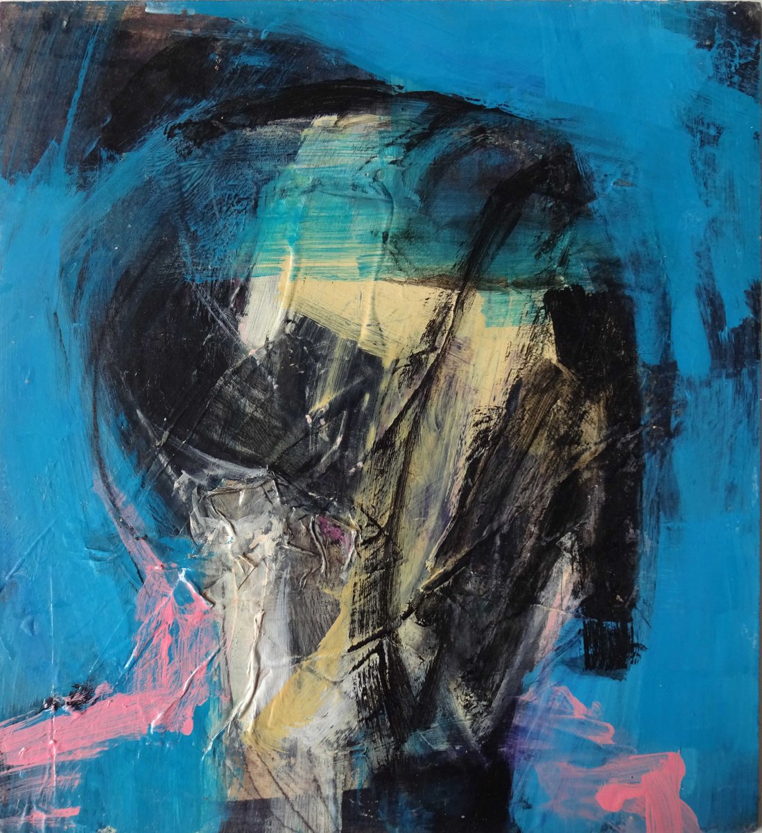 Expressive Portrait Painting By Cynthia Gregorova, 16 X 18, No Title (The Companiers Set), Original Artwork