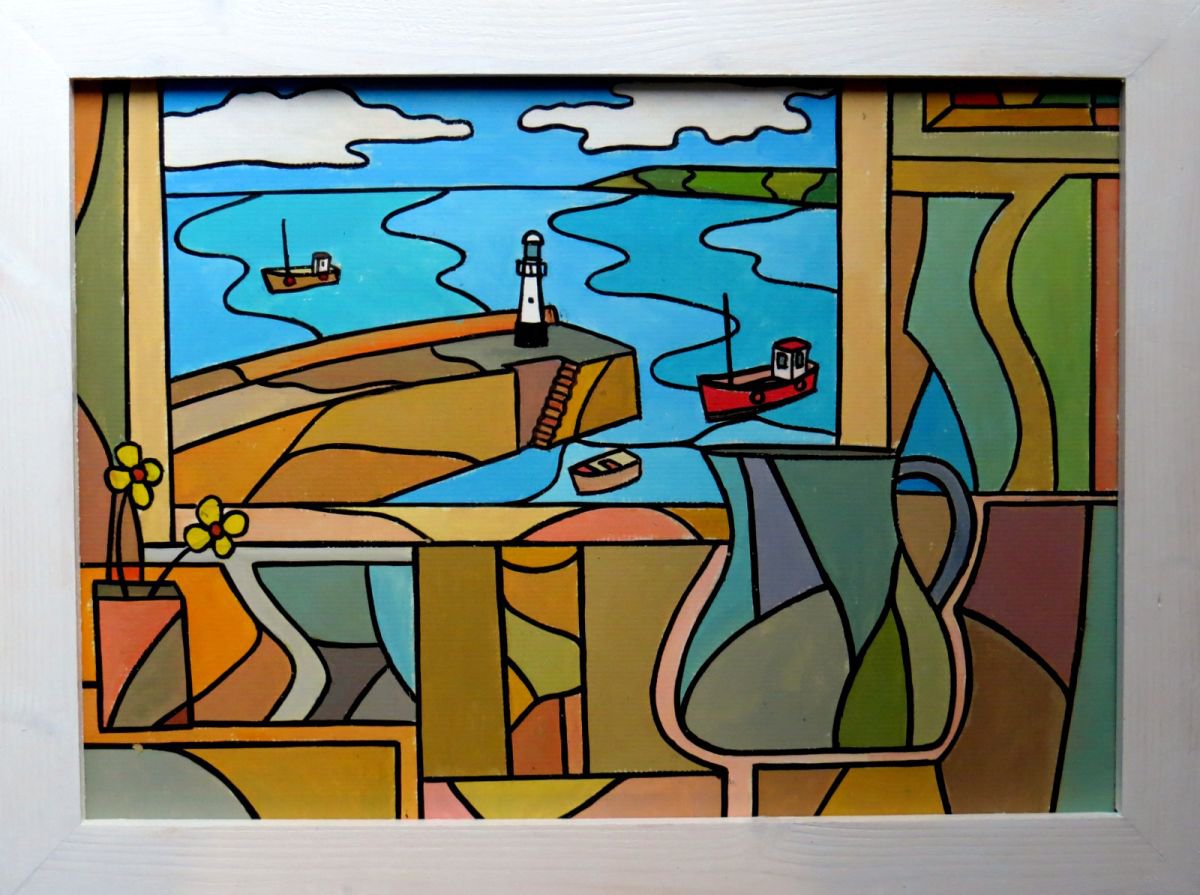Interior with St Ives harbour view by Tim Treagust