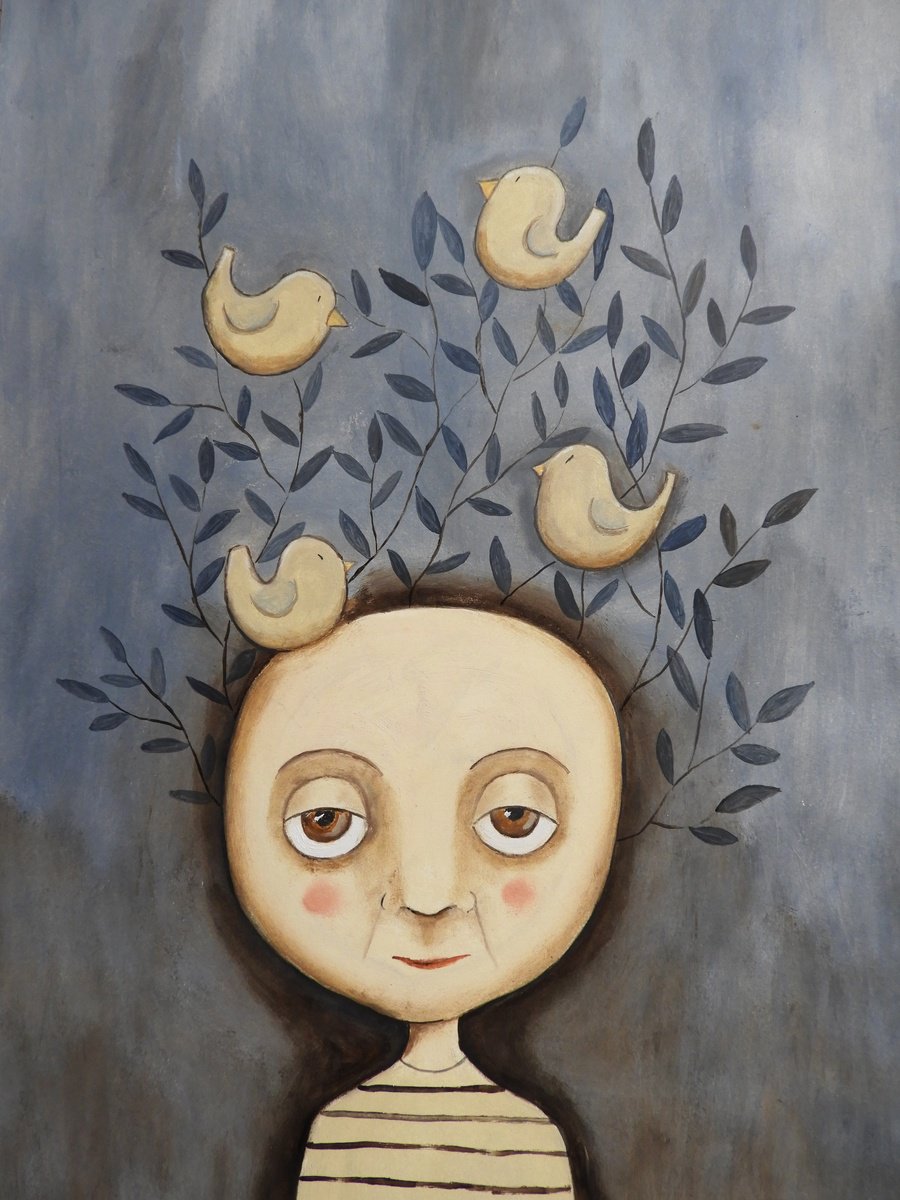 Illustrative Oil Painting , Thinking About Nature By Silvia Beneforti, 12 X 17, Artwork For Sale On Artfinder