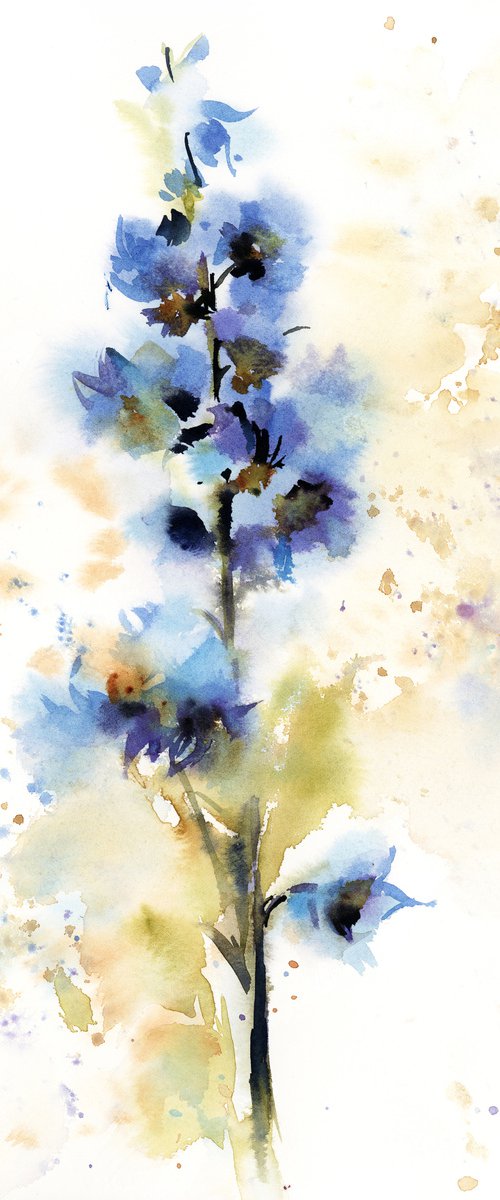 Blue Delphinium Flowers by Sophie Rodionov