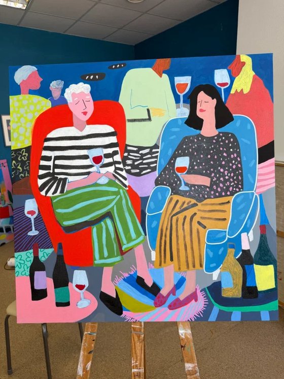 Cozy Friends With Wine