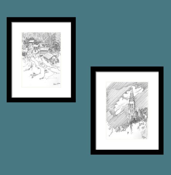 Set of architectural buildings