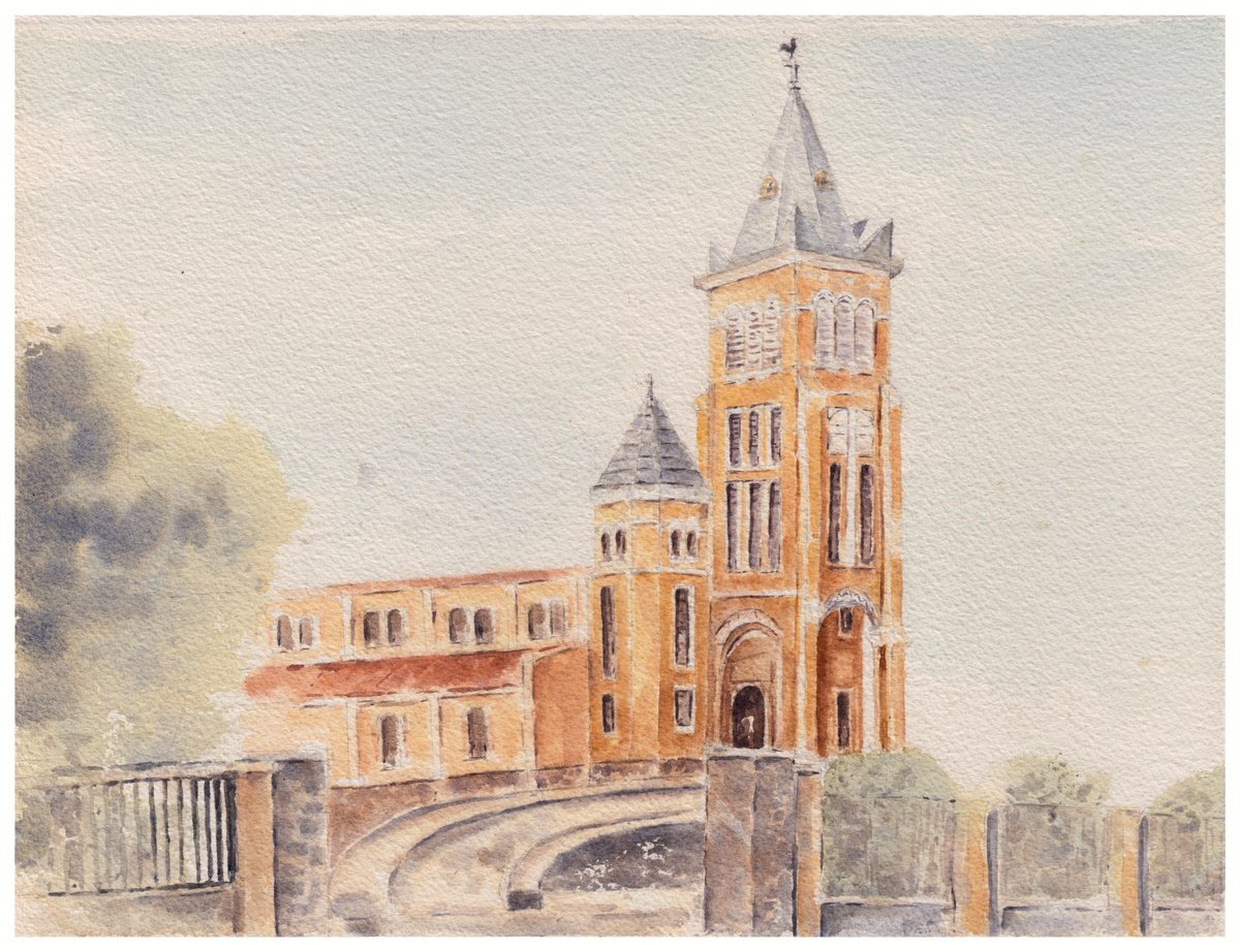 Landscape Watercolour By Hua Le, 15 X 11, The St. Nicholas Cathedral, Original Artwork