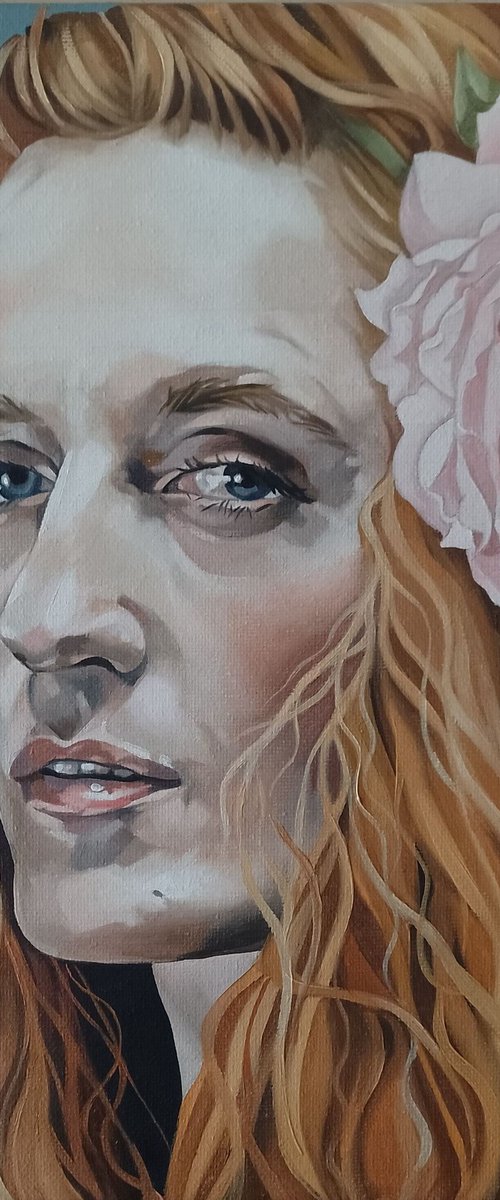 Florence with peonies by Jo Beer