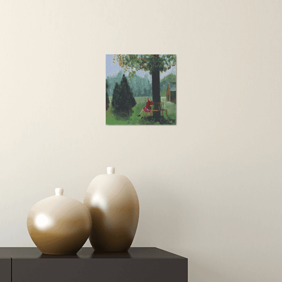 Woman In Red Under A Tree