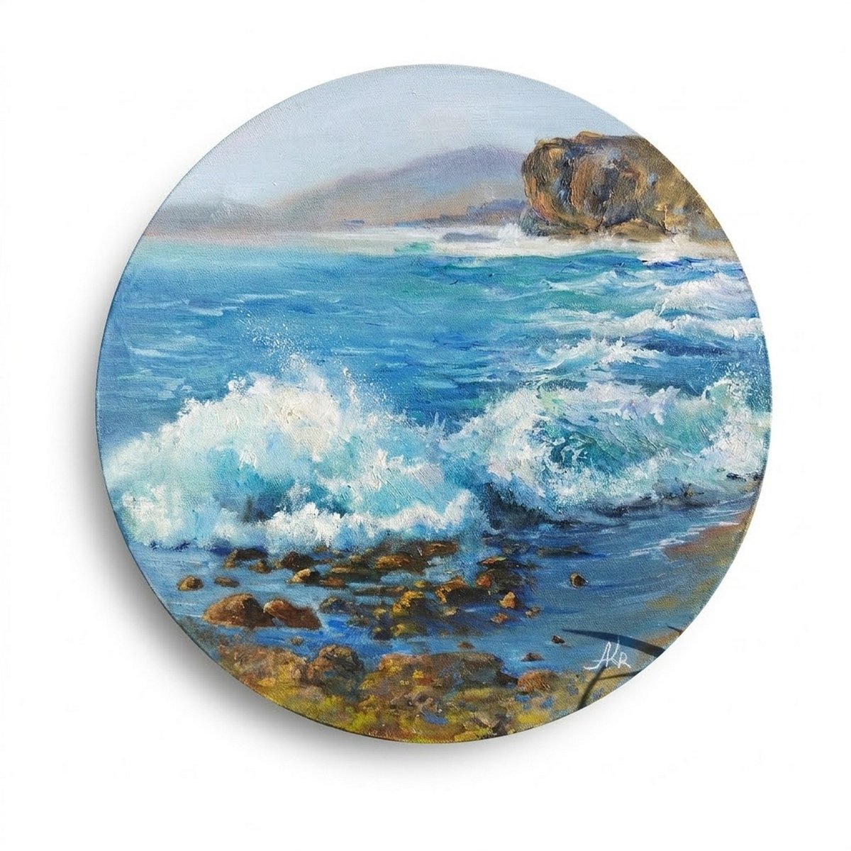 Crashing Waves At The Rocky Shore By Ann Krasikova, 12 X 12, Artwork For Sale On Artfinder