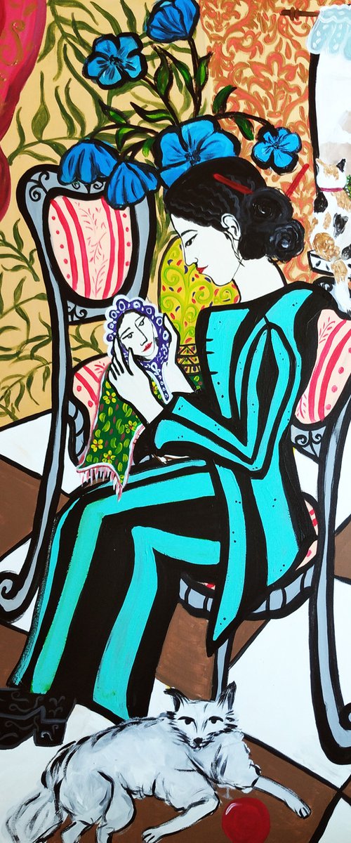 Who are you? - acrylic & gold - FREE SHIPPING by Hanna Dujmović