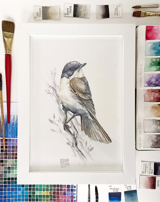 Lesser whitethroat framed painting