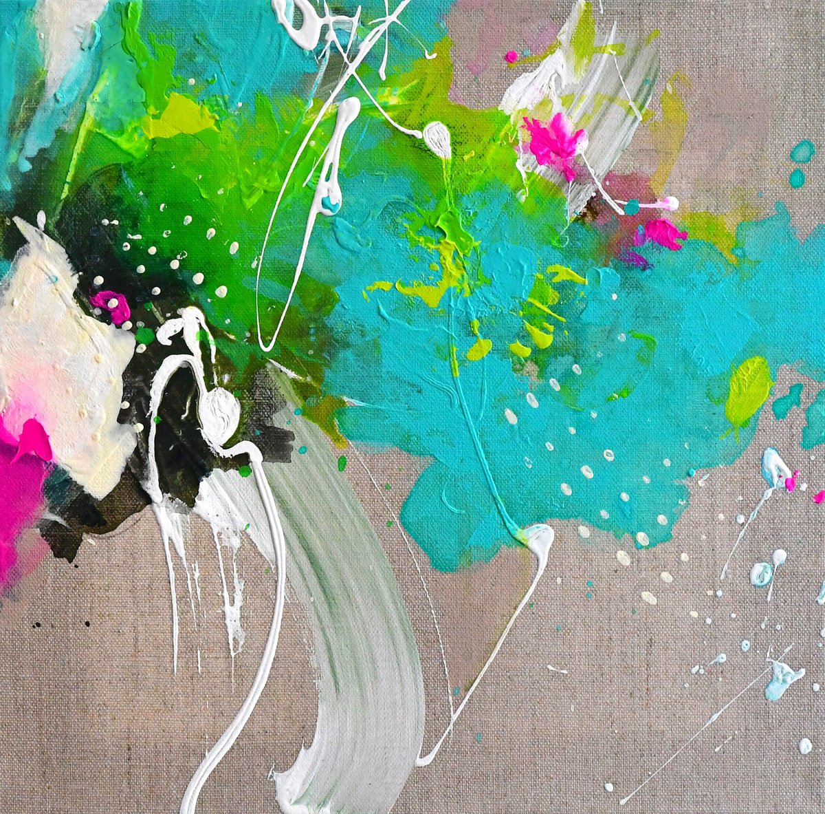 Impressionistic Abstract Acrylic Painting By Kirsten Handelmann, 12 X 12", Early Morning, Original Artwork